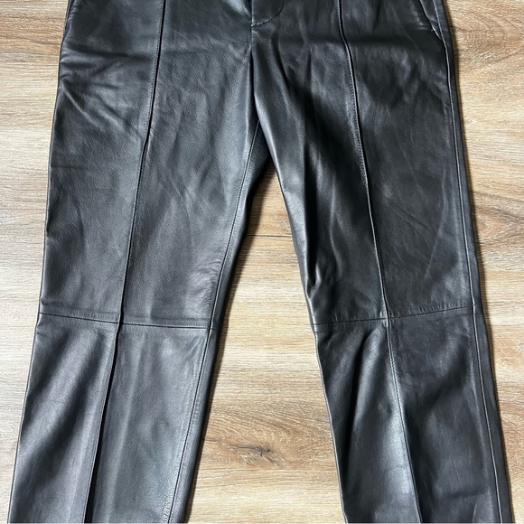 Vince Black Leather High Waisted Pleated Pants Size 4 - Picture 4 of 10